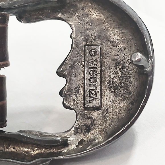 Vintage Vicenza Brown Alligator Belt with Oversized Silver Crescent Moon… - Picture 8 of 12
